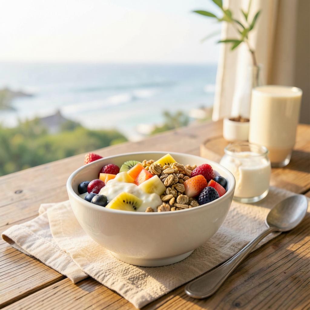Bowl de frutas com granola