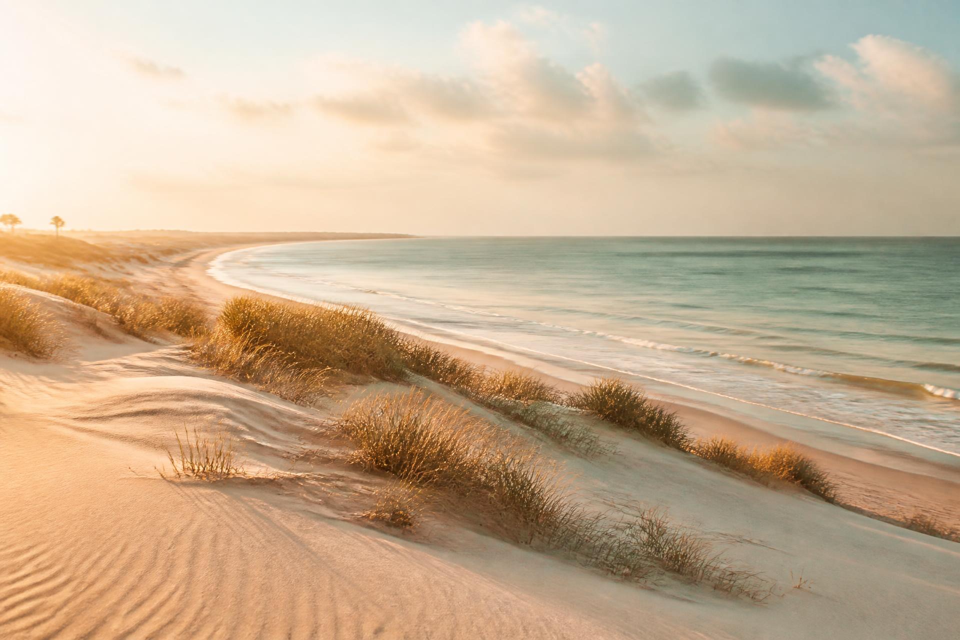Amanhecer sobre as dunas e o mar de São Luís